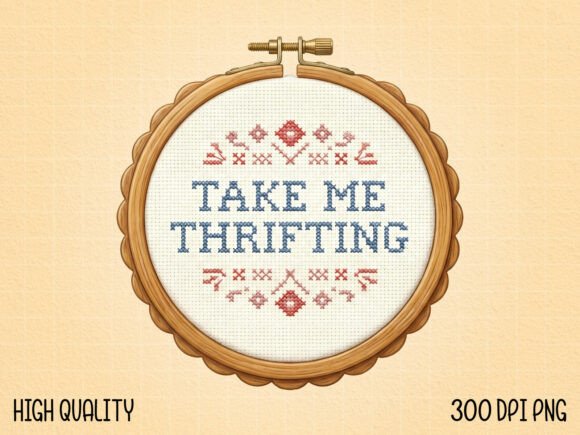 Take Me Thrifting Cross Stitch PNG