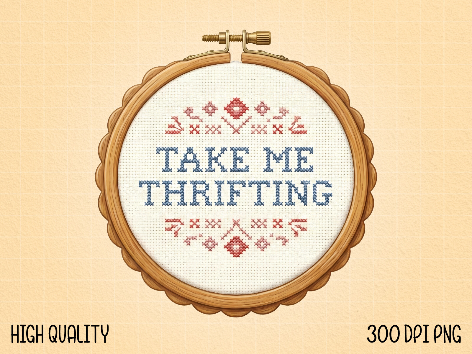 Take Me Thrifting Cross Stitch PNG