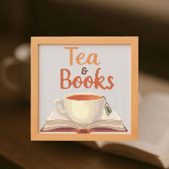 ☕Tea and Books Cross Stitch Pattern