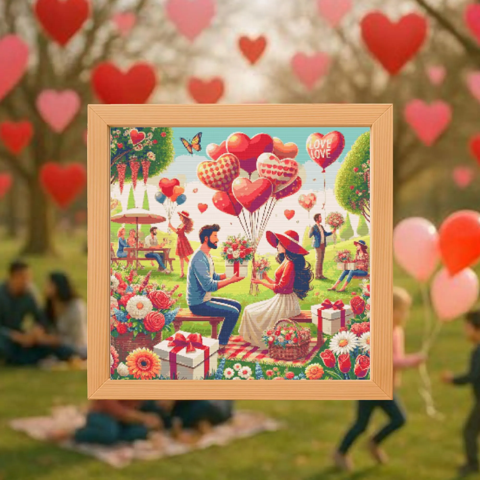 đŸ’˜Valentines Day Park Cross Stitch Patte