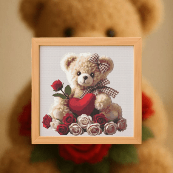 🧸Valentine's Teddy Bear Cross Stitch Pa