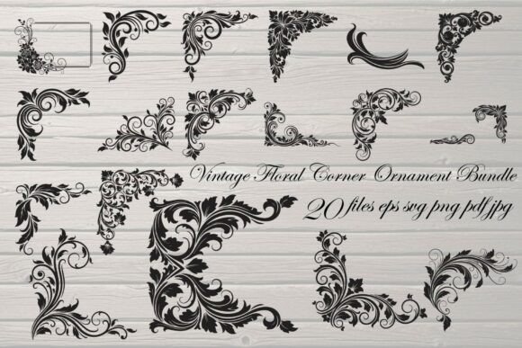 Vintage Floral Corner Ornament Bundle