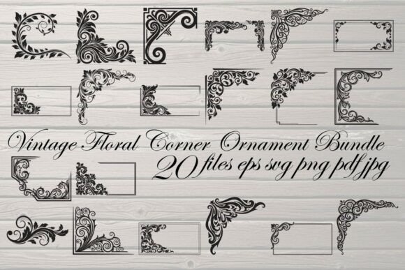 Vintage Floral Corner Ornament Bundle