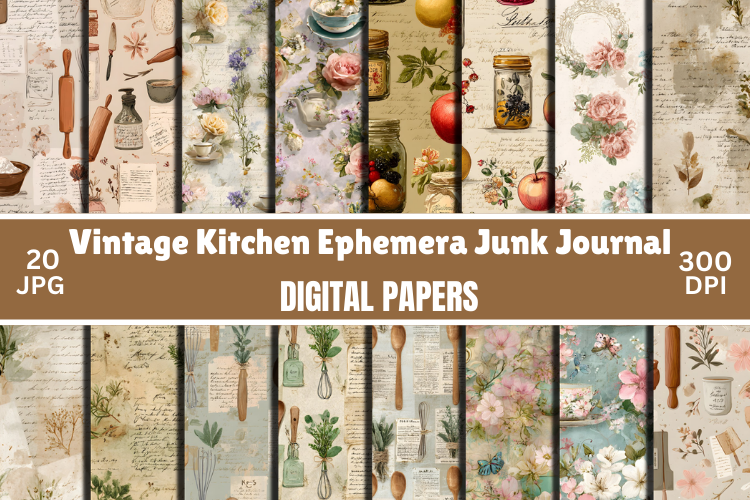 Vintage Kitchen Ephemera Junk Journal