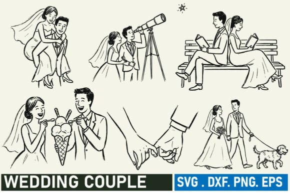 Whimsical Wedding Couple Svg