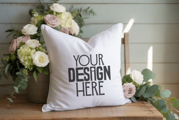 White Throw Pillow Mockup