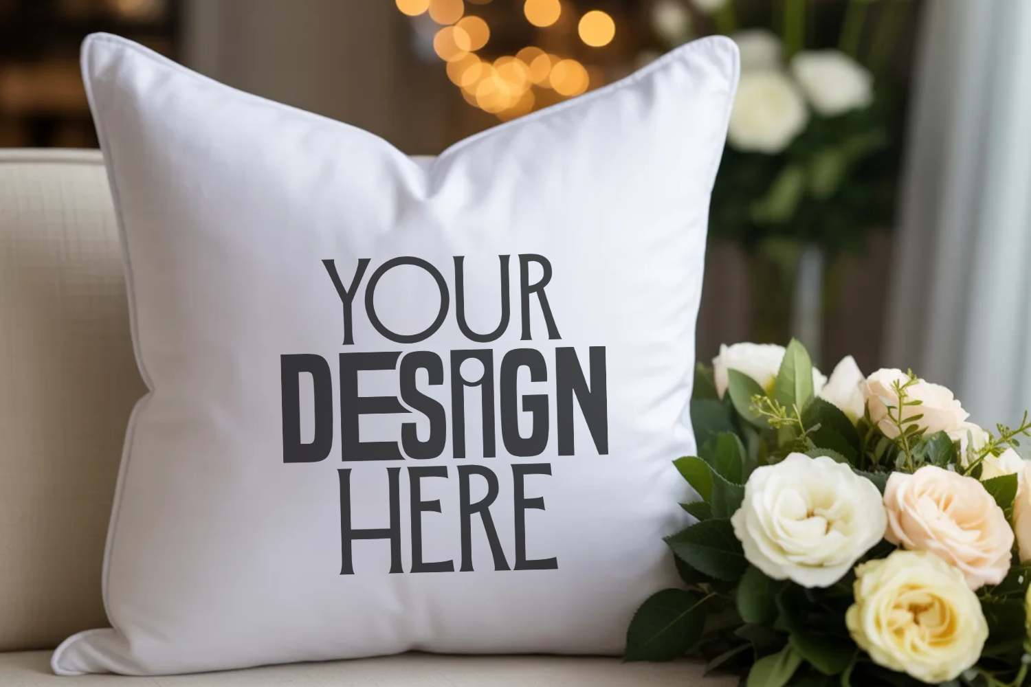 White Throw Pillow Mockup