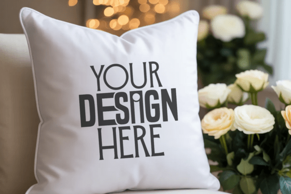 White Throw Pillow Mockup
