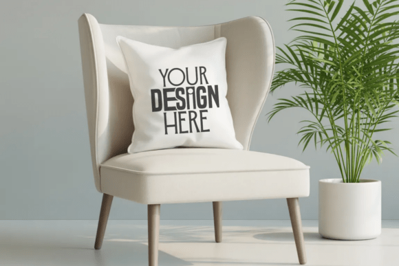 White Throw Pillow Mockup