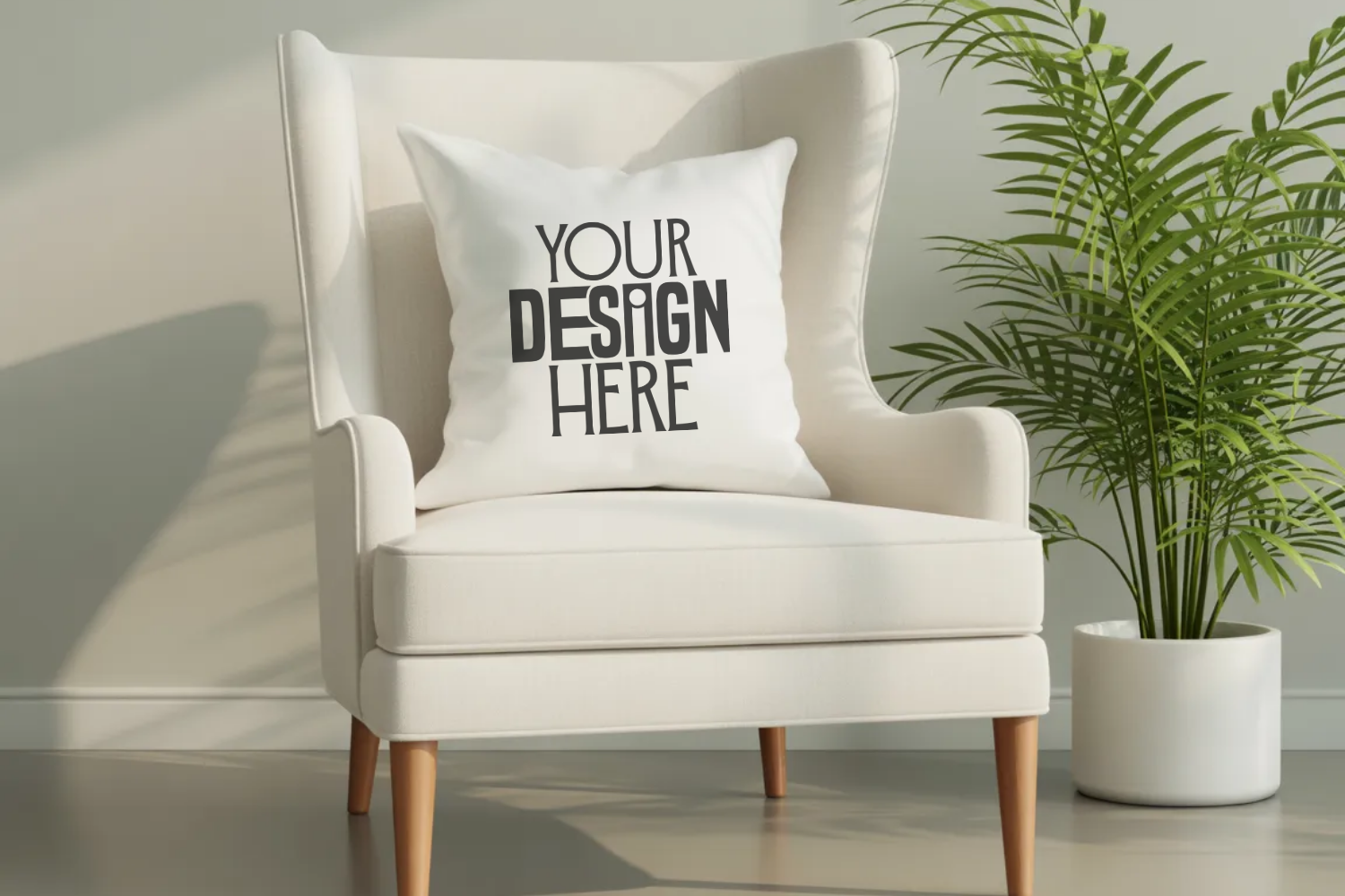 White Throw Pillow Mockup