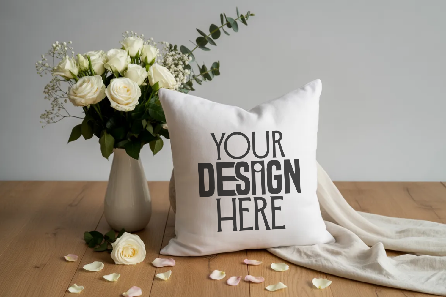 White Throw Pillow Mockup
