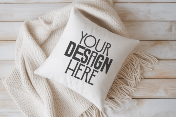 White Throw Pillow Mockup
