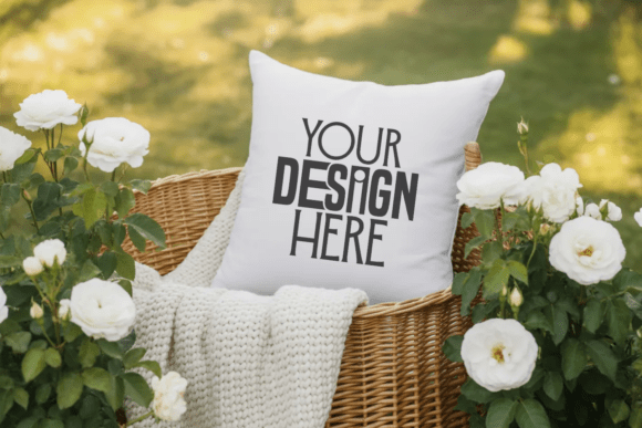 White Throw Pillow Mockup