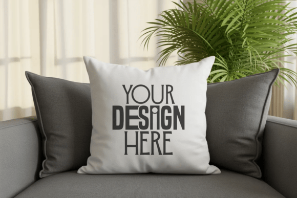 White Throw Pillow Mockup
