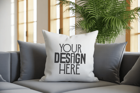 White Throw Pillow Mockup