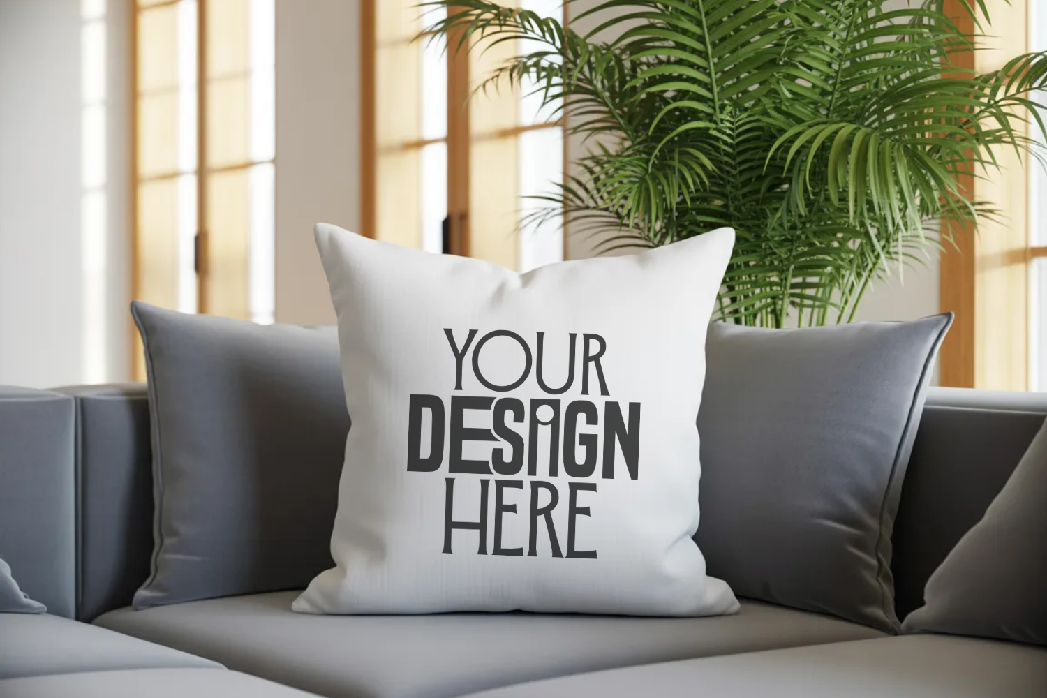 White Throw Pillow Mockup