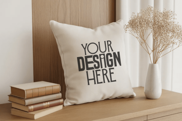White Throw Pillow Mockup