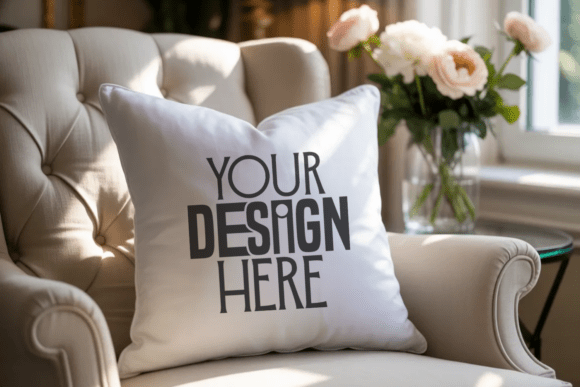 White Throw Pillow Mockup