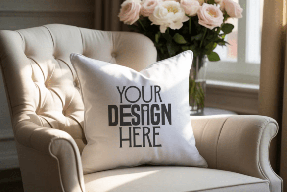 White Throw Pillow Mockup