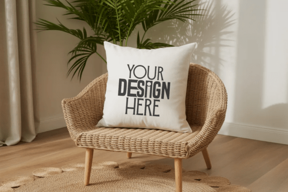 White Throw Pillow Mockup