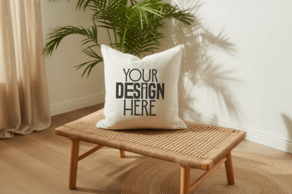 White Throw Pillow Mockup