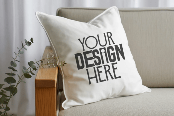 White Throw Pillow Mockup