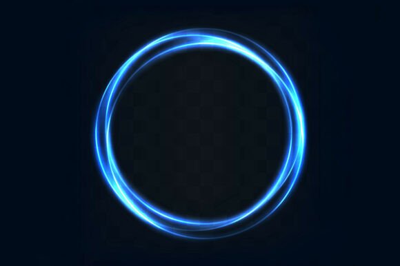 Blue Glowing Neon Circle Ring Frame