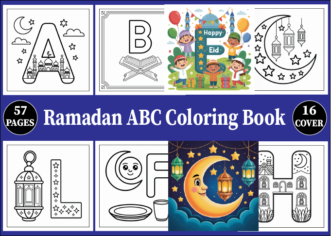57 Ramadan ABC Coloring Book Kids