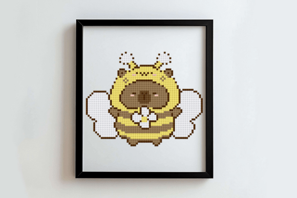 Bee Capybara Cross Stitch Pattern
