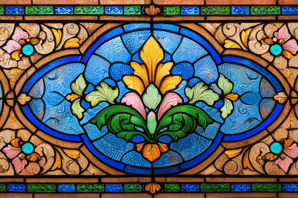 Blue Oval Stained Glass Medallion
