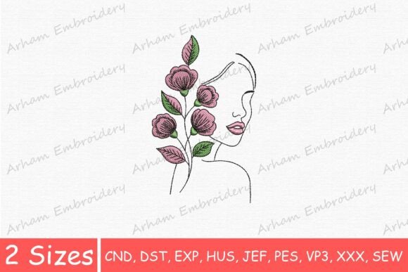 Botanical Woman Line Art
