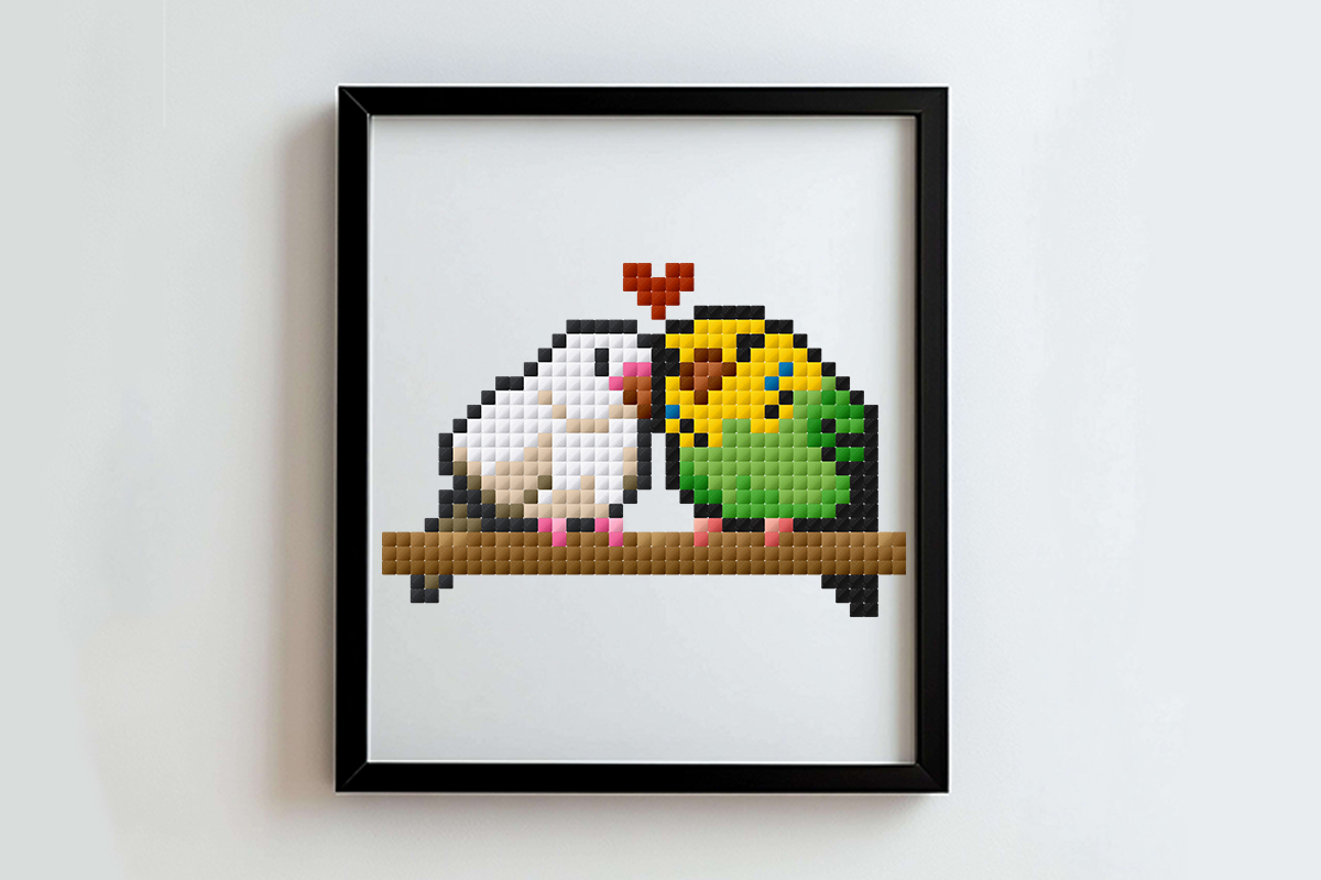 Budgie Love Cross Stitch Pattern