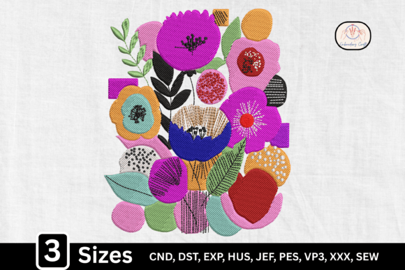 Colorful Folk Art Abstract Boho Flower