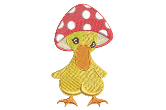 Cute Duck with Mushroom Hat