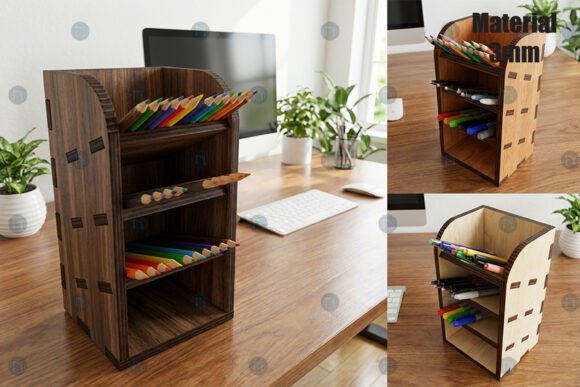 Desk Organizer Pencil Tower SVG Lasersnijden Door NGISED