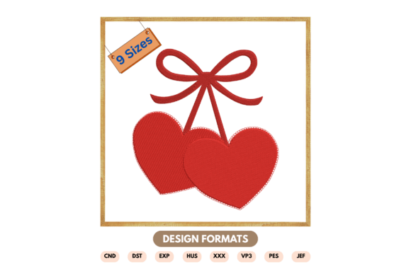 Double Heart Bow Embroidery Design