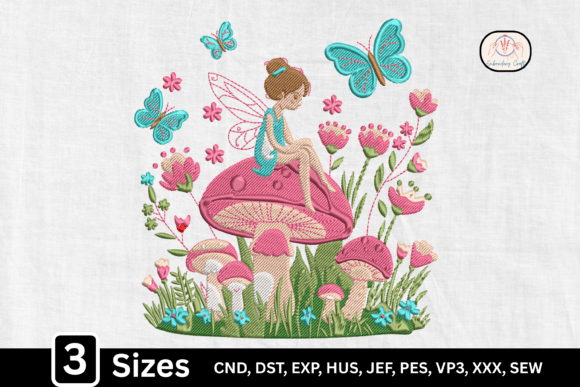 Fantasy Floral Fairy on Mushroom
