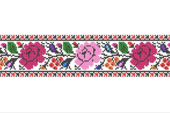 Flowers Cross Stitch Border Pattern
