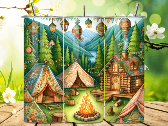 Hippie Boho Glamping Tent Tumbler Wrap