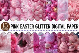Pink Easter Glitter Digital Paper Bundle Graphic by PrintExpert ...