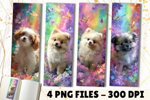 Pomeranian Puppy Galaxy Art Bookmark watercolor dog clipart