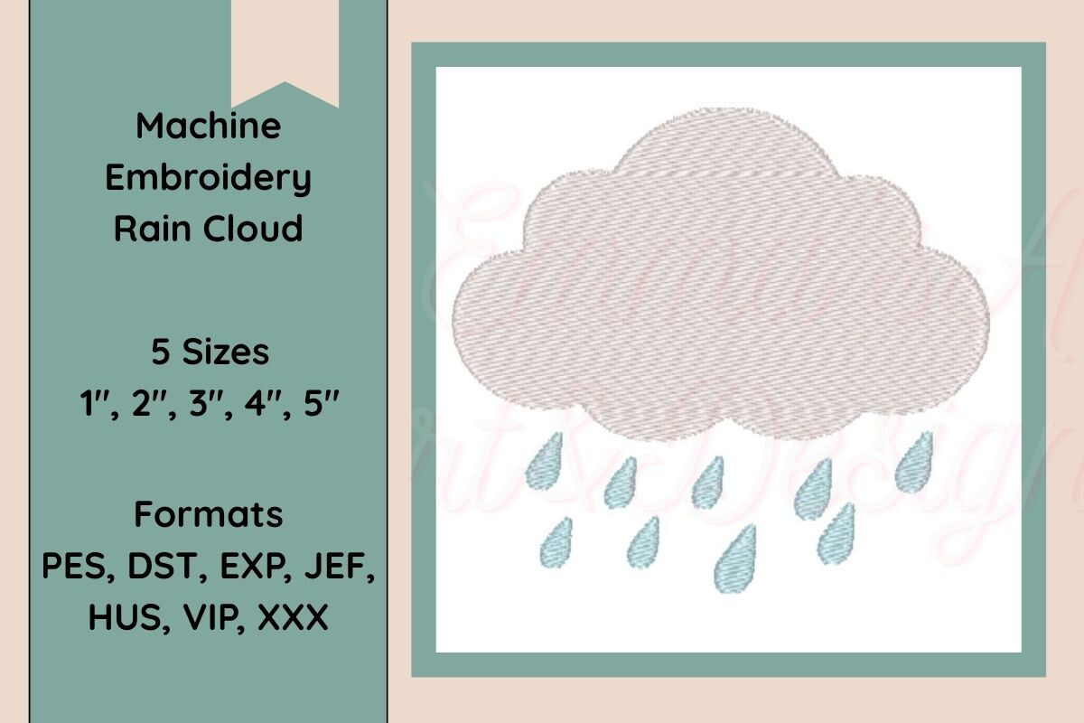 Rain Cloud Machine Embroidery Design