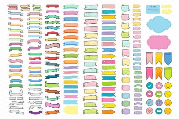SVG Colorful Ribbon Banner Clipart Set