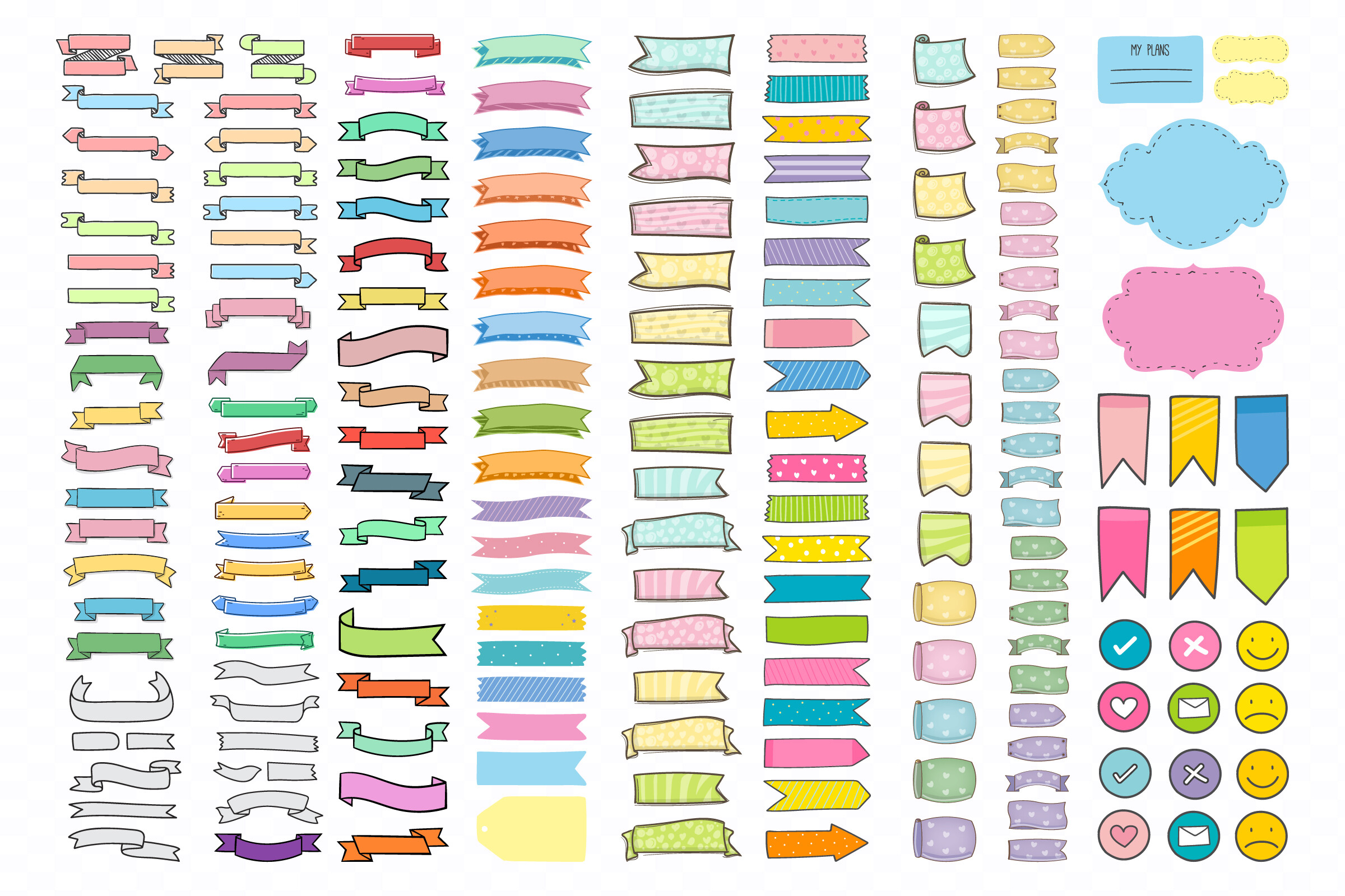 SVG Colorful Ribbon Banner Clipart Set