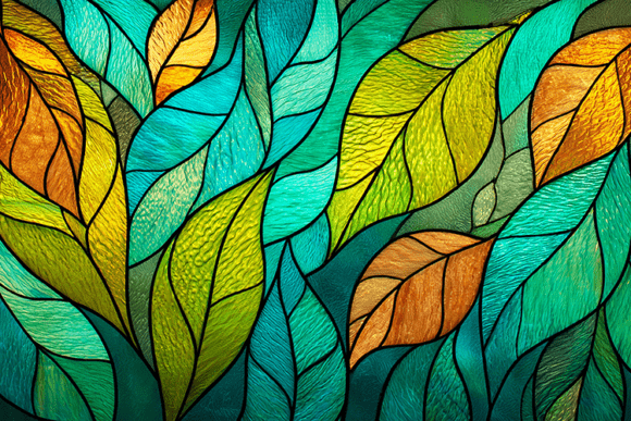Vibrant Stained Glass Leaf Pattern