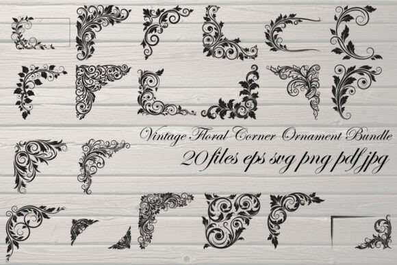 Vintage Floral Corner Ornament Bundle