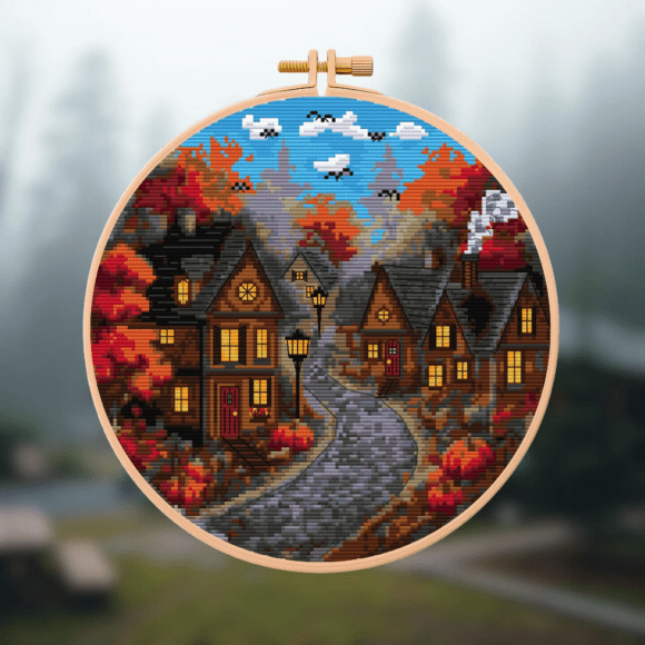 🍂Autumn Village Cross Stitch Pattern