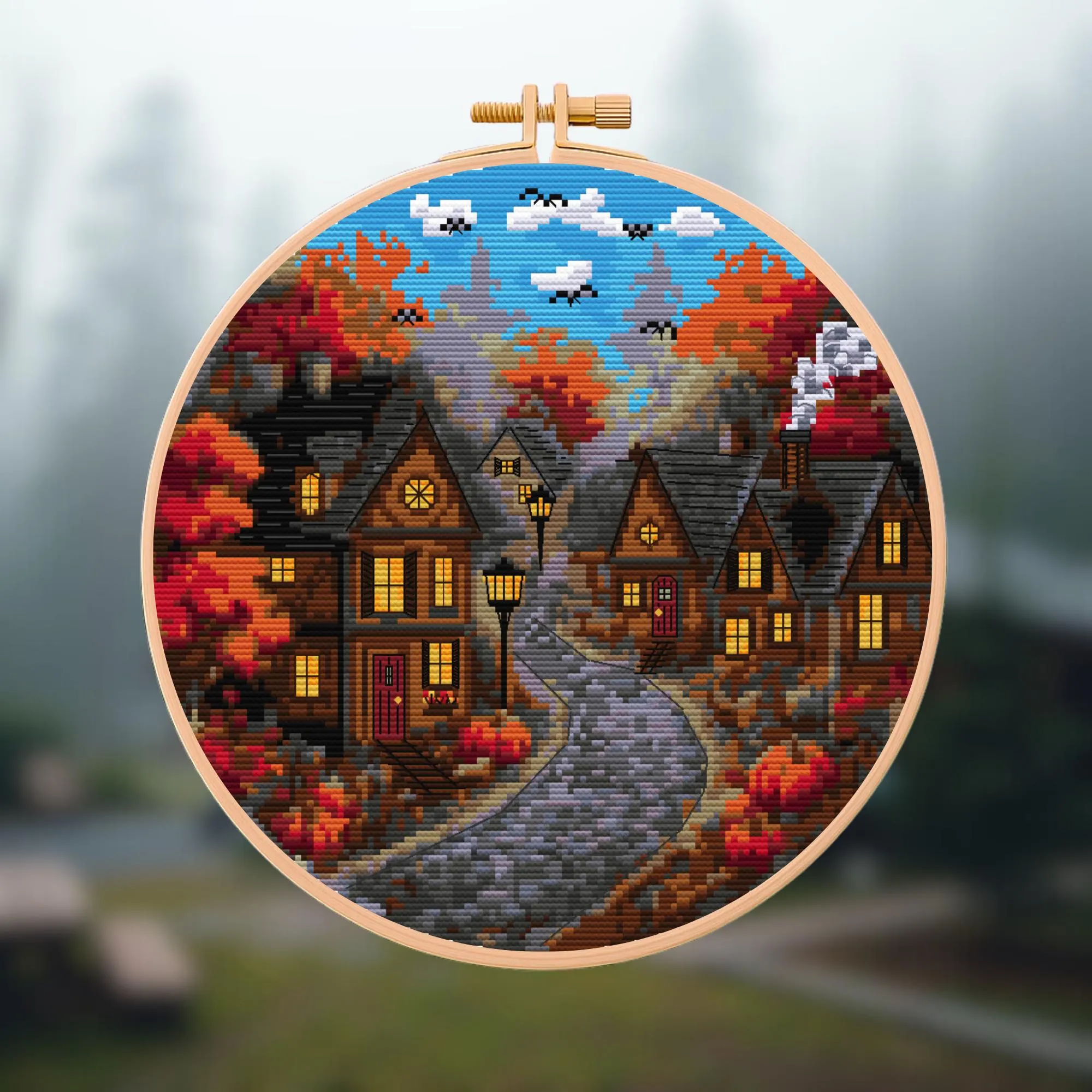 🍂Autumn Village Cross Stitch Pattern