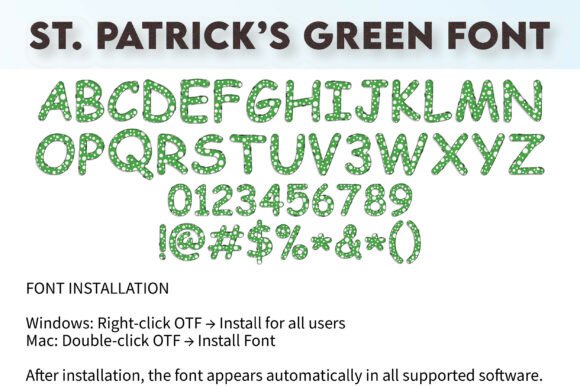 Lucky St. Patrick’s Day Font PNG with transparent background - Preview 4