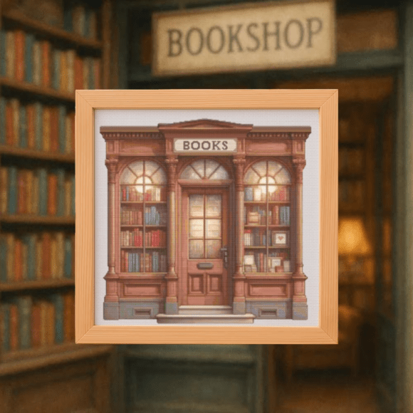 📚Old Bookstore Shop Front Cross Stitch